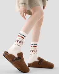 3 Pack Womens Crew Socks Snow Realm Fairy Tale Bow Heart Fuzzy