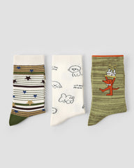 3 Pack Womens Crew Socks Waltz Melody Cute Animal Pattern