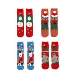 선물 박스 세트 여성 키즈 크루 양말 크리스마스 포근하고 두꺼운 보송보송 따뜻하고 부드러운 양말