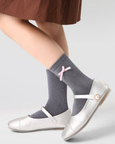 4팩 아동용 면 크루 삭스 리본 스트라이프 프린세스 레이디라이크 스타일 두껍고 따뜻함