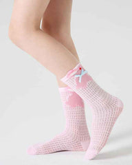 4-Pack Kids Cotton Crew Socks Bunny Puffs Floral Breathable Cute Casual