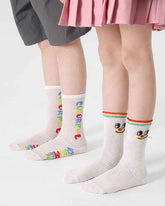 4-Pack Kids Cotton Crew Socks Color Plan Letter Cute Casual