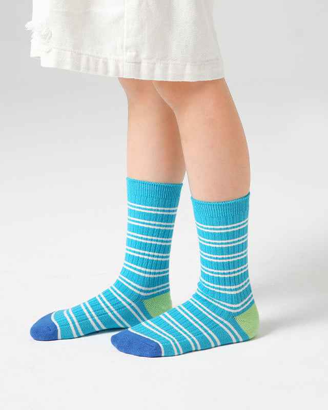 4-Pack Kids Cotton Crew Socks Colorful Retro Stripes Casual
