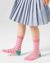 4-Pack Kids Cotton Crew Socks Colorful Stripes Casual