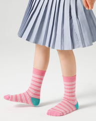 4-팩 아동용 면 크루 양말 컬러풀 스트라이프 캐주얼