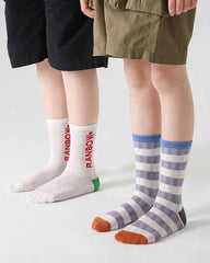 4-Pack Kids Cotton Crew Socks Gummy Grizzly Bear Stripe Casual