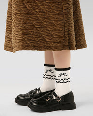 4-팩 아동용 면 크루 양말 러플 리본 귀여운 캐주얼