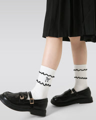 4足セット シンプルバニーシリーズ キッズソックス クルー丈 かわいいカートゥーン 通気性 女の子用ソックス