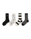 4 Pack Kids Crew Socks Black White Holiday Striped Pattern - SWEET NANA