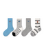 4 Pack Kids Crew Socks Blue Tone Puppy Stripe Cute Dog Pattern Playful - SWEET NANA