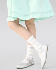 4 Pack Kids Crew Socks Misty Blue Bunny Bow Stripe Rabbit Pattern