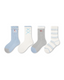 4 Pack Kids Crew Socks Misty Blue Bunny Bow Stripe Rabbit Pattern - SWEET NANA