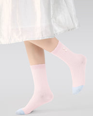 4 Pack Kids Crew Socks Pearl Bunny Pearl Bow Stripe Rabbit Pattern