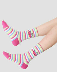 5-Pack Women Cotton Crew Socks Flower Sea Series Colorful Cute