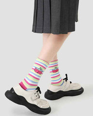 5-Pack Women Cotton Crew Socks Flower Sea Series Colorful Cute