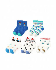 5-Pack Kids Puppy Park Series Cotton Ankle Socks Cartoon Funny