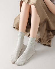5-팩 여성 크루 양말 멀버리 실크 혼방 울트라 얇은 심리스 솔리드 양말