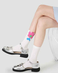 5-Pack Women Cotton Crew Socks Flower Sea Series Colorful Cute