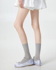 5パック レディース クルー ソックス モダール 超薄型 通気性 無地 カラー ソックス