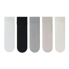 5-Pack Women Crew Socks Modal Ultra Thin Breathable Solid Color Socks