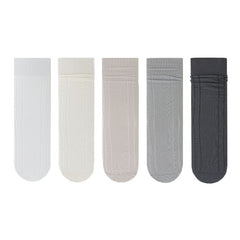 5-Pack Women Crew Socks Modal Ultra Thin Breathable Solid Color Socks
