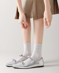 5-팩 여성 크루 양말 멀버리 실크 혼방 울트라 얇은 심리스 솔리드 양말