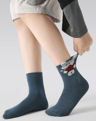 5 Pack Kids Crew Socks Amusement Park Party Cute Puppy Pattern