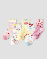 5 Pack Kids Crew Socks Cute Party Mesh Breathable Animal Pattern