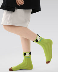 5 Pack Kids Crew Socks Dog Captain Mesh Breathable Puppy Pattern