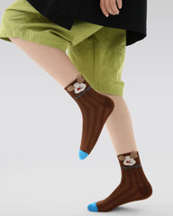 5 Pack Kids Crew Socks Dog Captain Mesh Breathable Puppy Pattern