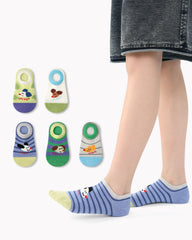 5 Pack Kids No Show Socks Puppy Plan Cute Dog Pattern Playful Socks
