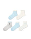 5 Pack Womens Ankle Socks Blue White Ruffle Dot Stripe Pattern Combed Cotton