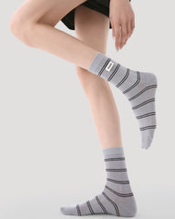 5 Pack Womens Crew Socks Gray Tone Whisper Polka Dot Minimal Socks