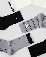 5 Pack Womens Crew Socks Gray Tone Whisper Polka Dot Minimal Socks