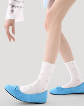 5 Pack Womens Crew Socks Pure White Luster Lace Rib Bow Star Textured