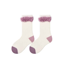 Kids Princess Cotton Crew Socks Furry Tassel Design Thick Warm Trendy