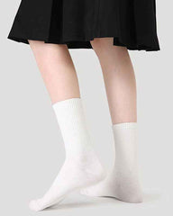 Unisex Couple Cotton Crew Socks Black White Seamless Soft Breathable Casual