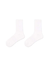 ユニセックスカップル用コットンクルーソックス ブラック ホワイト シームレス ソフト 通気性 カジュアル