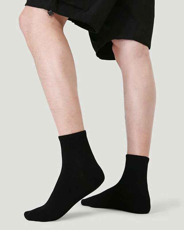 Unisex Couple Cotton Ankle Socks Black White Seamless Soft Breathable Casual