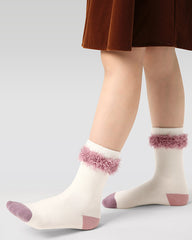 Kids Princess Cotton Crew Socks Furry Tassel Design Thick Warm Trendy
