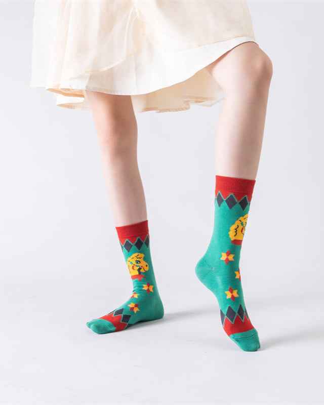 Sweetnana Women’s Crew Socks - Chinese Vintage Series, Cute Cotton Socks, Colorful Tube Socks, Cozy Cotton Stockings for Fashionable and Comfortable Everyday Wear