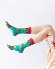 Sweetnana Women’s Crew Socks - Chinese Vintage Series, Cute Cotton Socks, Colorful Tube Socks, Cozy Cotton Stockings for Fashionable and Comfortable Everyday Wear