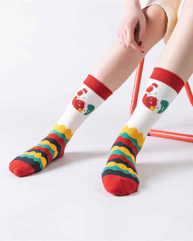 Sweetnana Women’s Crew Socks - Chinese Vintage Series, Cute Cotton Socks, Colorful Tube Socks, Cozy Cotton Stockings for Fashionable and Comfortable Everyday Wear