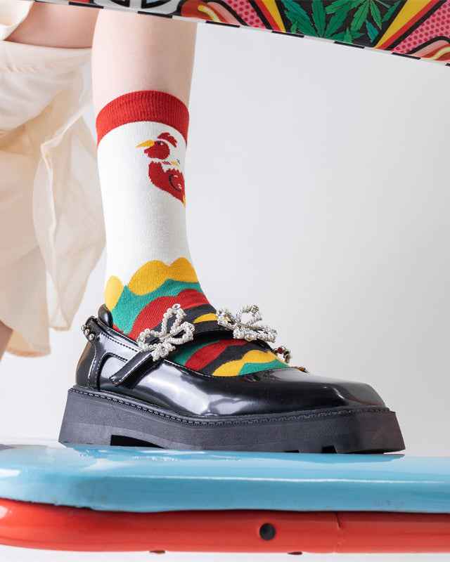 Sweetnana Women’s Crew Socks - Chinese Vintage Series, Cute Cotton Socks, Colorful Tube Socks, Cozy Cotton Stockings for Fashionable and Comfortable Everyday Wear