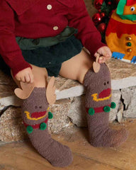 Gift Bag Set Women Kids Crew Socks Christmas Cute Cozy Thick Fuzzy Non Slip Socks