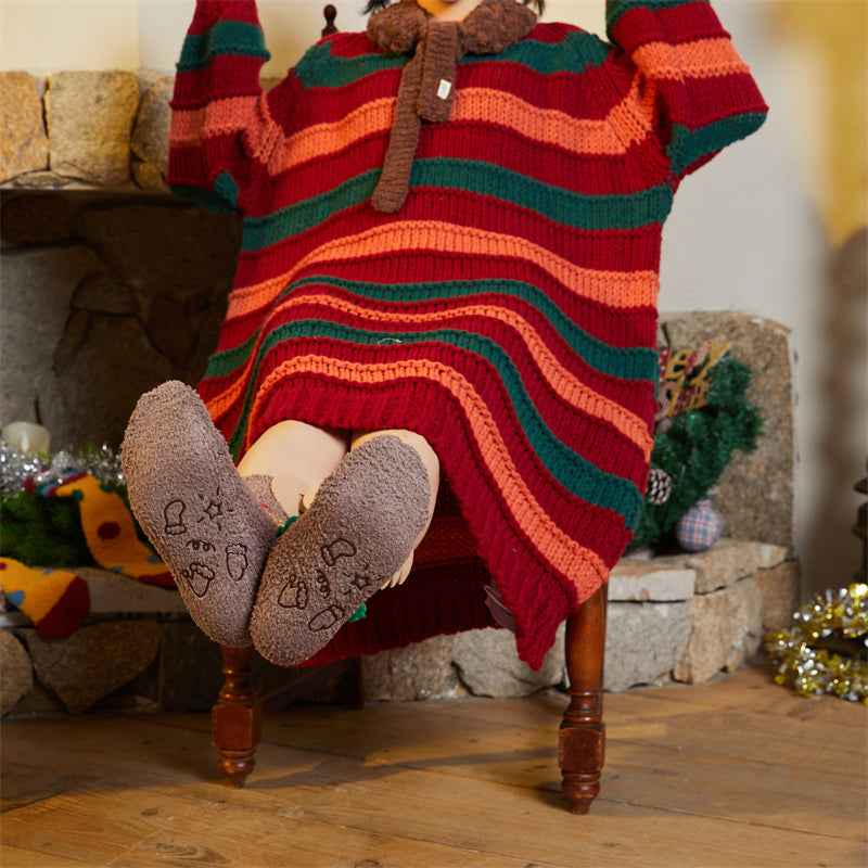 Gift Bag Set Women Kids Crew Socks Christmas Cute Cozy Thick Fuzzy Non Slip Socks