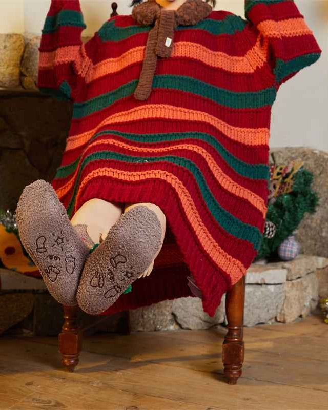 Gift Bag Set Women Kids Crew Socks Christmas Cute Cozy Thick Fuzzy Non Slip Socks