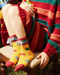 Gift Bag Set Women Kids Crew Socks Christmas Cute Cozy Thick Fuzzy Non Slip Socks