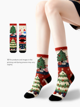 크리스마스 디지털 프린트 크루 양말 진저브레드 & 니트 스타일 트리 스노우맨