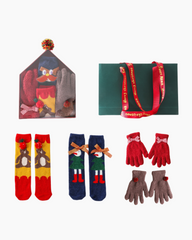 Christmas Gift Box Log Cabin Women Kids Crew Socks with Gloves
